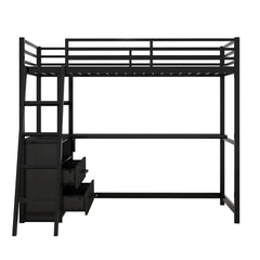 Bellemave® Twin Size Loft Bed with Desk and Shelves, Two Built-in Drawers Bellemave®