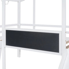 Bellemave® Twin Size House Loft Bed with Ladder and Slide,Blackboard and Light Strip on the Roof Bellemave®