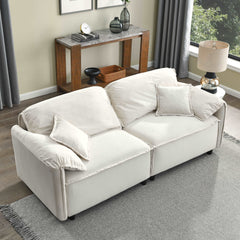 Bellemave 79" Velvet Upholstered Recliner Sofa with Pillows