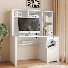 Bellemave® Computer Desk with Hutch & Bookshelf,with 3 AC Outlets and 2 USB Charging Ports Computer Desk with Hutch & Bookshelf,with 3 AC Outlets and 2 USB Charging Ports