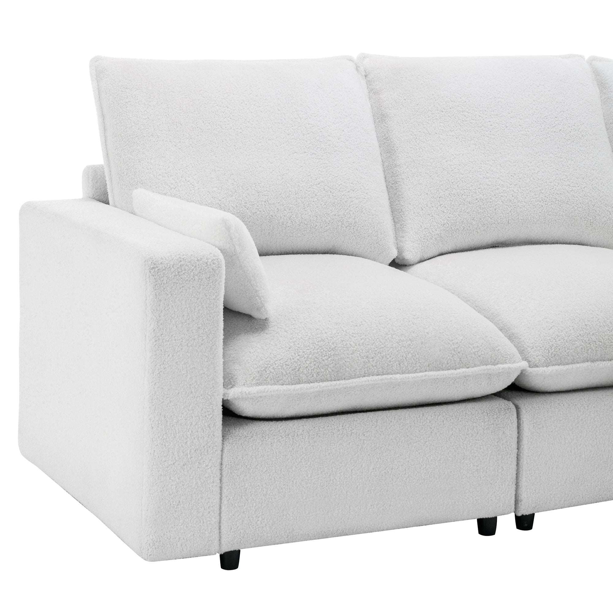 Bellemave 87.7" Teddy Fabric 3 Seat Sofa with Removable Back and Seat Cushions and 2 pillows
