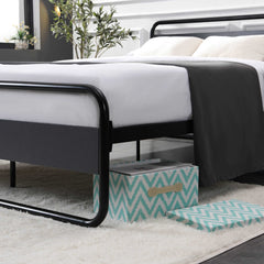 Bellemave Queen Size Industrial Platform Bed with Rustic Headboard and Footboard, Strong Steel Slat Support