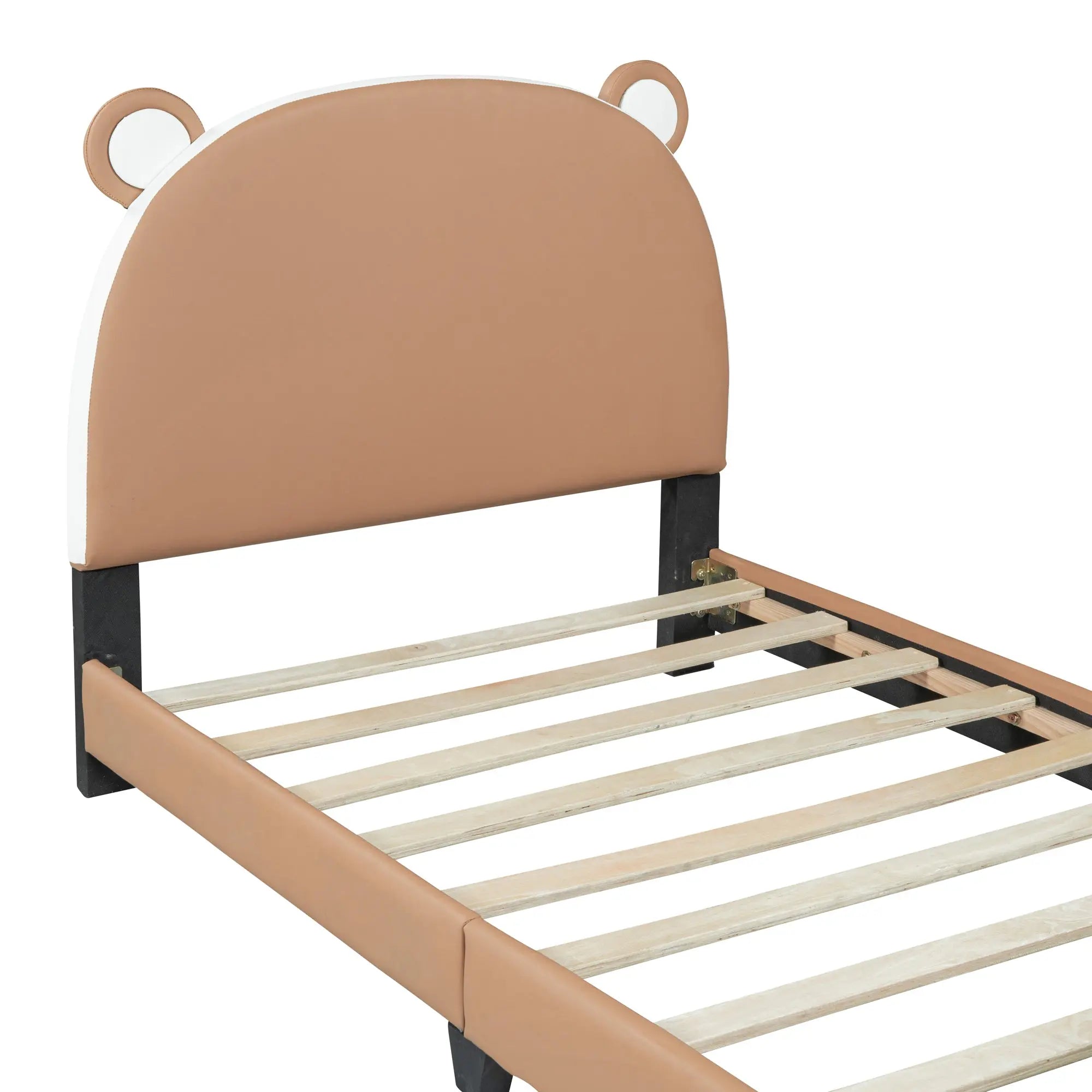 Bellemave® Twin Size Upholstered Platform Bed with Bear-shaped Headboard and Footboard Bellemave