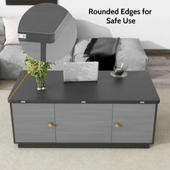 Bellemave 47.24" Modern Gray Multi-functional Rectangle Lift-top Coffee Table Extendable with Storage