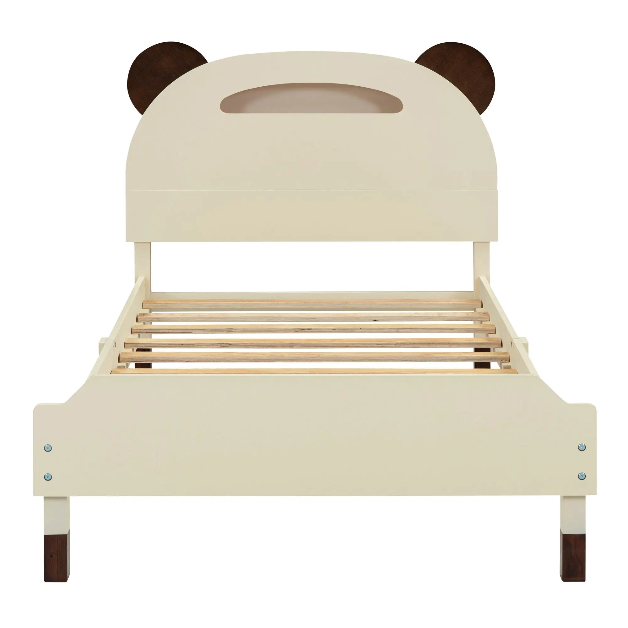 Bellemave Wood Platform Bed with Bear-shaped Headboard,Bed with Motion Activated Night Lights Bellemave