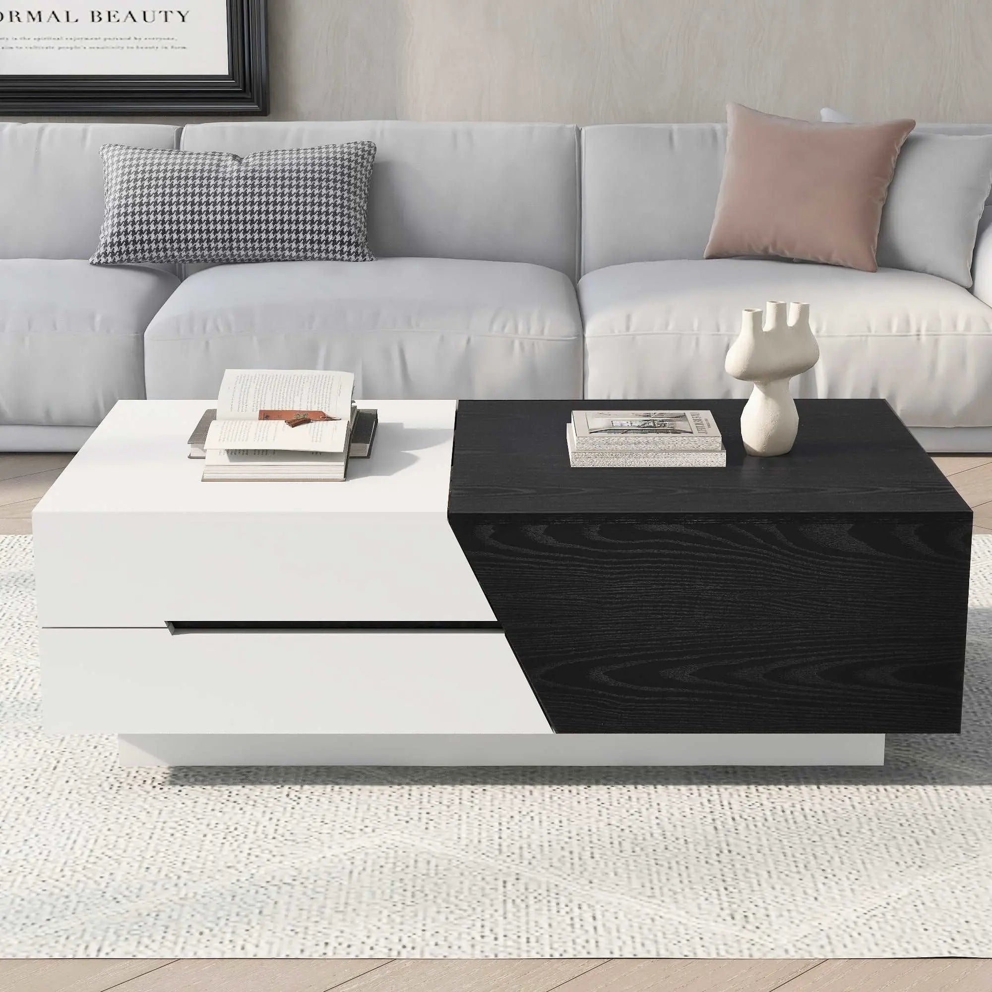 Bellemave 47.24" Modern Extendable Sliding Top Coffee Table with Storage
