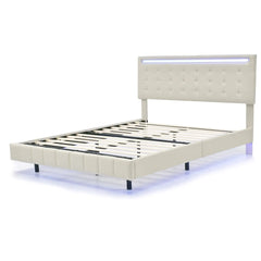 Bellemave® Queen Size Floating Upholstered Platform Bed with LED Lights and USB Charging Bellemave®