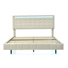 Bellemave® Queen Size Floating Upholstered Platform Bed with LED Lights and USB Charging Bellemave®