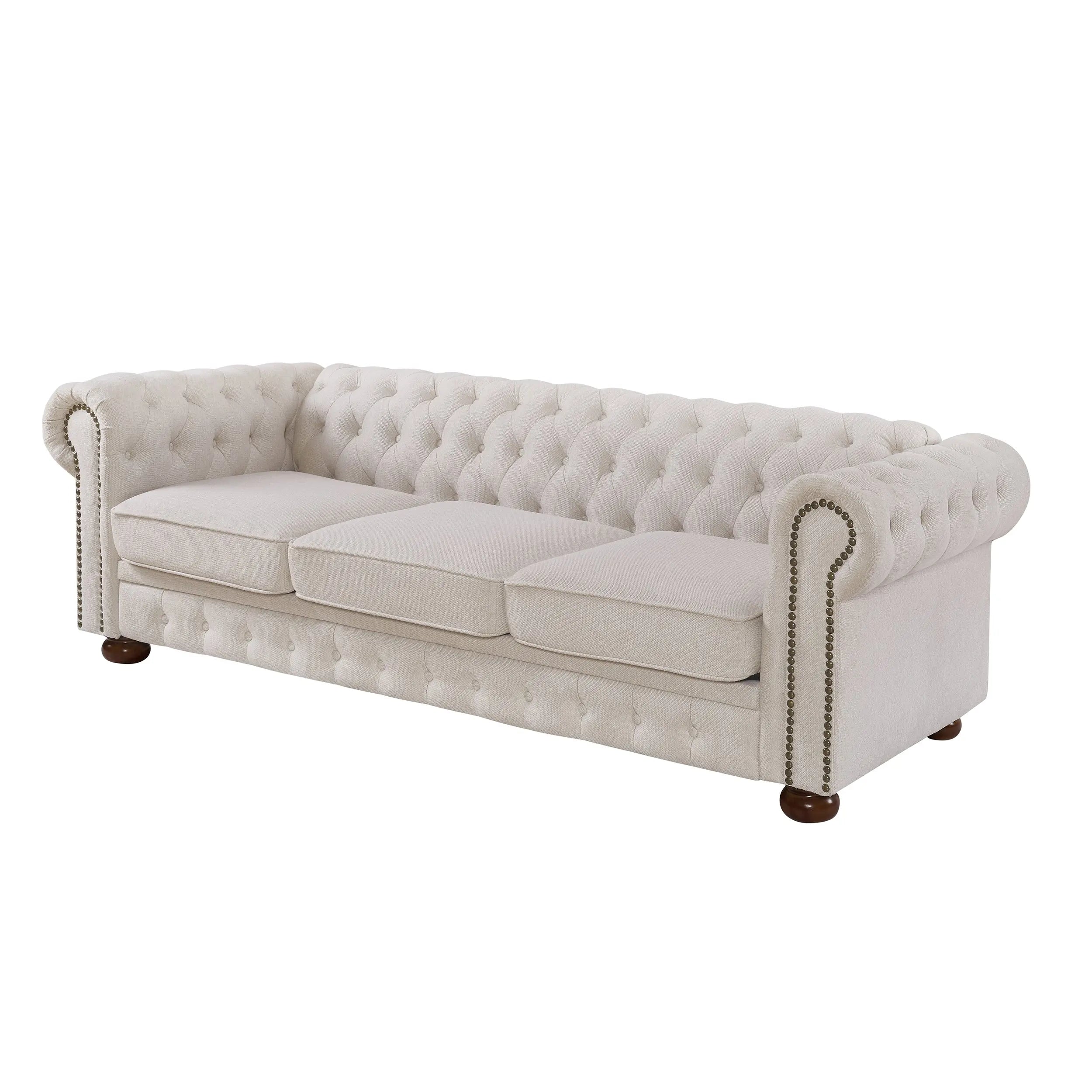 Bellemave 88.5" Chesterfield Sofa Linen Fabric Bellemave