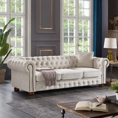 Bellemave 88.5" Chesterfield Sofa Linen Fabric Bellemave