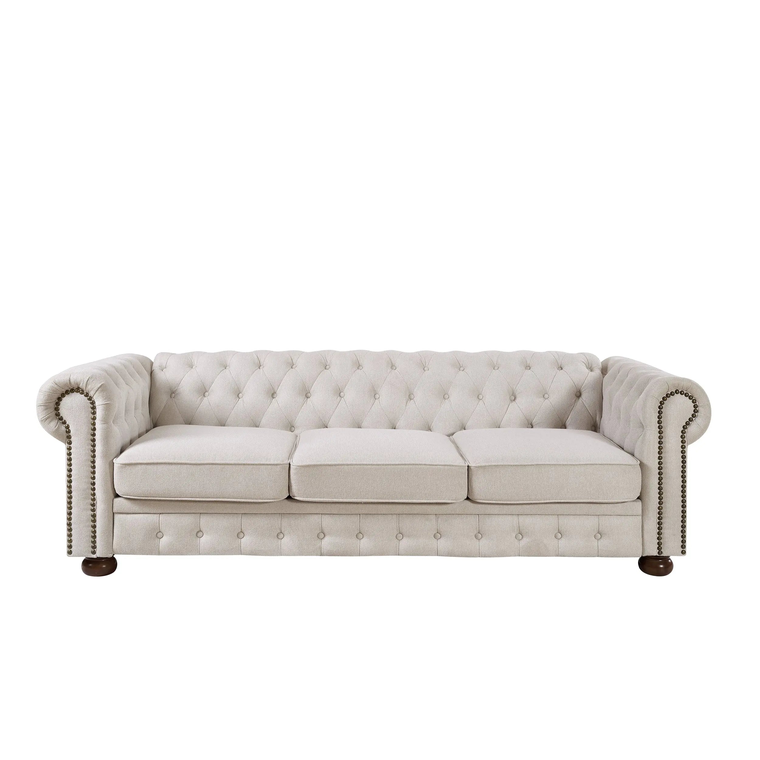 Bellemave 88.5" Chesterfield Sofa Linen Fabric Bellemave