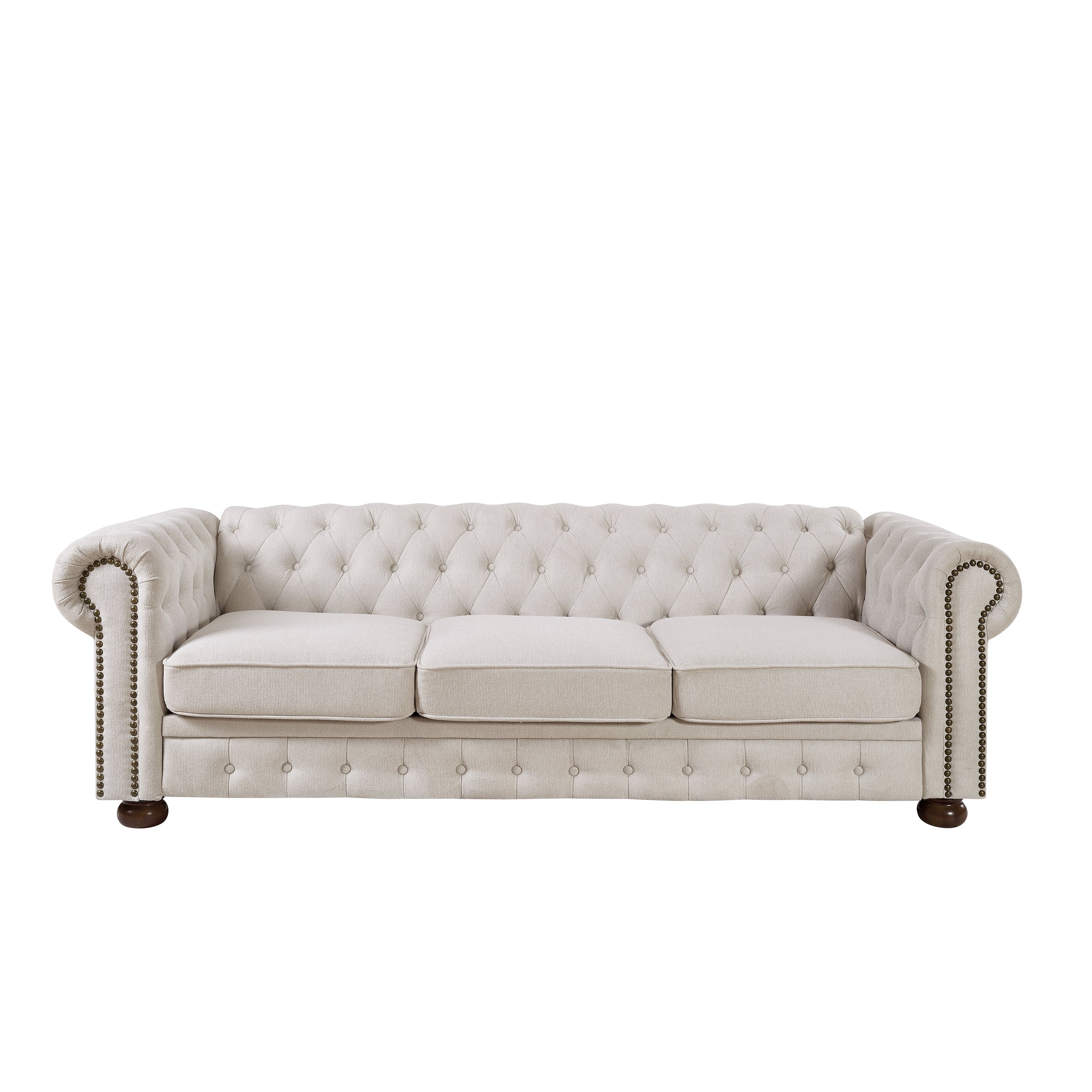 Bellemave 88.5" Chesterfield Sofa Linen Fabric