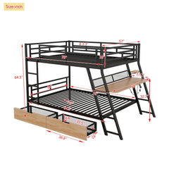 Bellemave® Full Size Metal Bunk Bed with Built-in Desk, Light and 2 Drawers Bellemave®