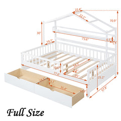 Bellemave® Wooden House Bed with 2 Drawers and Storage Shelf