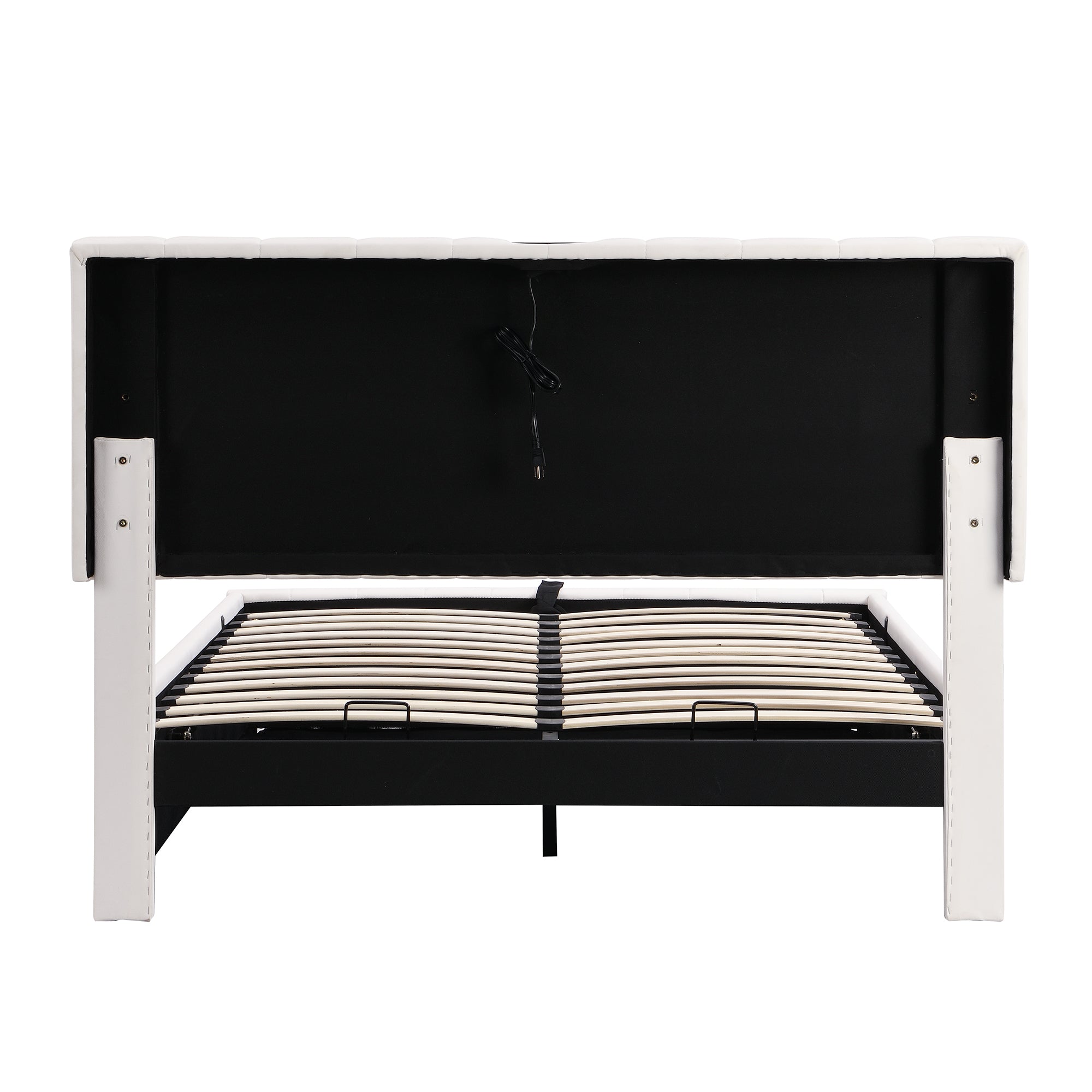 Bellemave® Upholstered Bed with Hydraulic Storage System and LED Light, Sockets and USB Ports Bellemave®