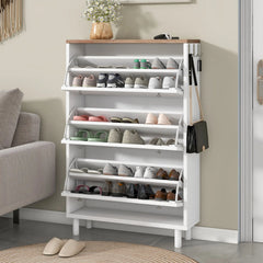 Bellemave® Narrow Design Shoe Cabinet with 3 Flip Drawers,3 Hooks and Adjustable Panel Bellemave®