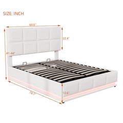 Bellemave® Tufted Upholstered Platform Bed with Hydraulic Storage System,PU Storage Bed with LED Lights and USB charger Bellemave®