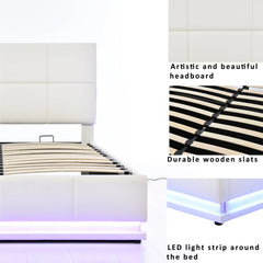 Bellemave® Tufted Upholstered Platform Bed with Hydraulic Storage System,PU Storage Bed with LED Lights and USB charger Bellemave®