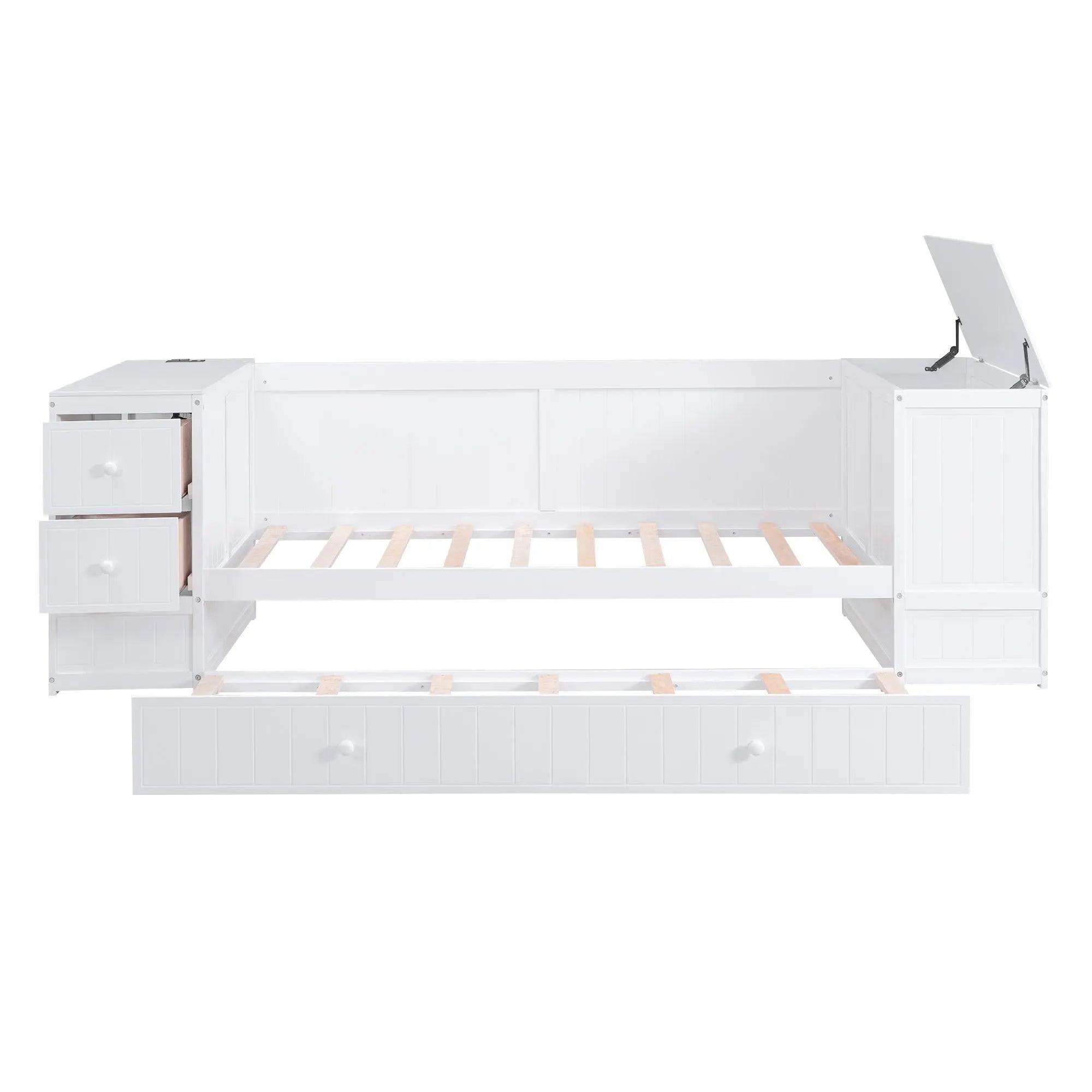 Bellemave® Twin Size Daybed with Storage Arms, Trundle and Charging Station Bellemave®