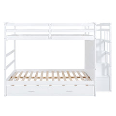 Bellemave® Bunk Bed with Twin Trundle Bed and Staircase