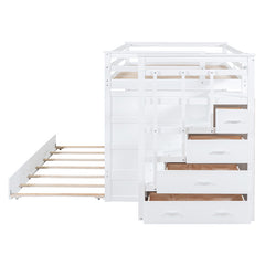 Bellemave® Bunk Bed with Twin Trundle Bed and Staircase