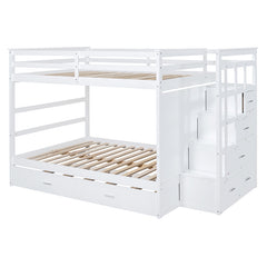 Bellemave® Bunk Bed with Twin Trundle Bed and Staircase