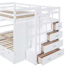 Bellemave® Bunk Bed with Twin Trundle Bed and Staircase