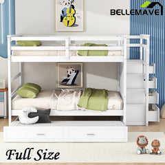 Bellemave® Bunk Bed with Twin Trundle Bed and Staircase