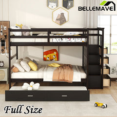 Bellemave® Bunk Bed with Twin Trundle Bed and Staircase