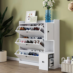 Bellemave® Versatile Shoe Cabinet with 3 Flip Drawers and Pull-down Seat Bellemave®