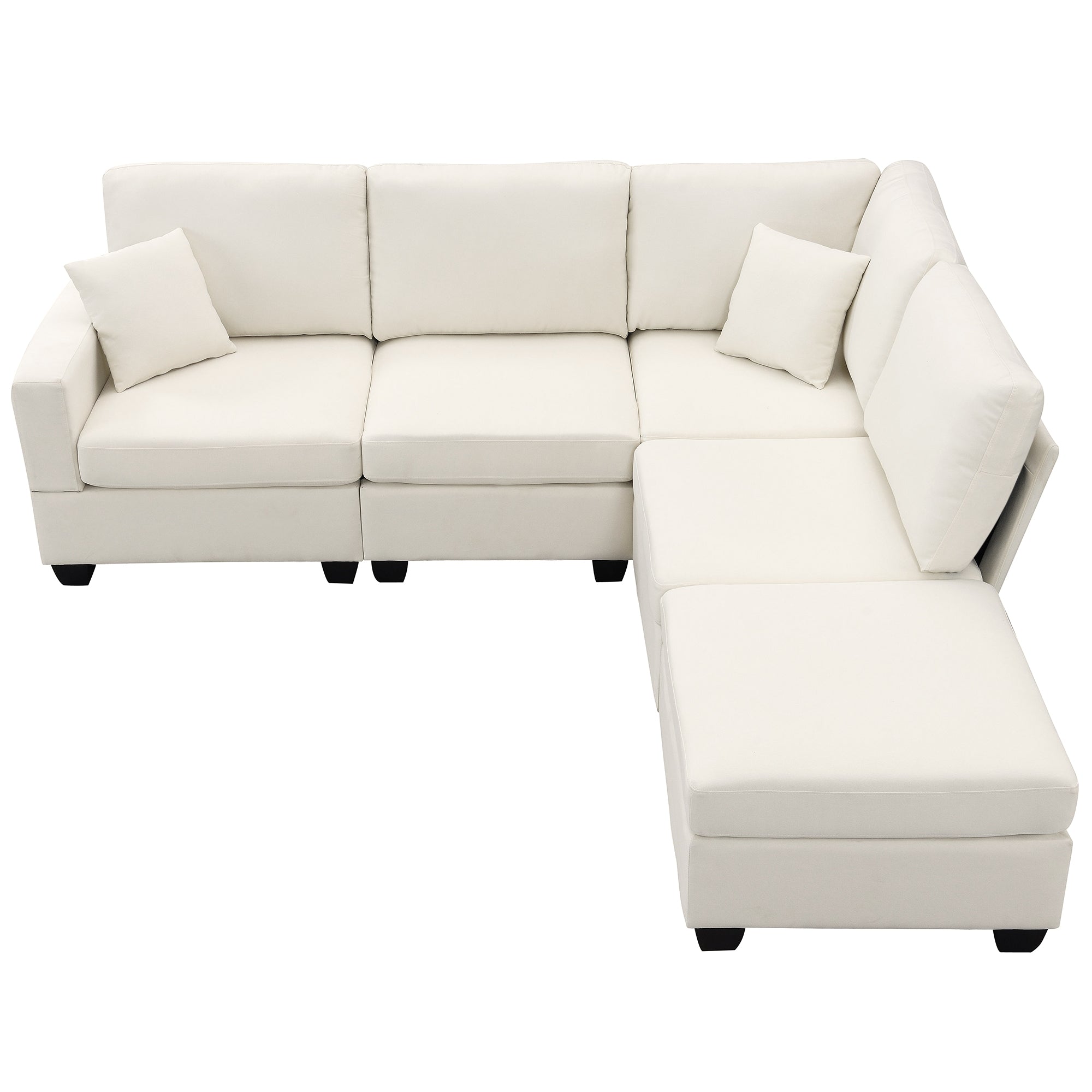 Bellemave 90" Modern L-Shape Sectional Sofa,5-Seat Modular Couch Set with Convertible Ottoman and 2 Pillows
