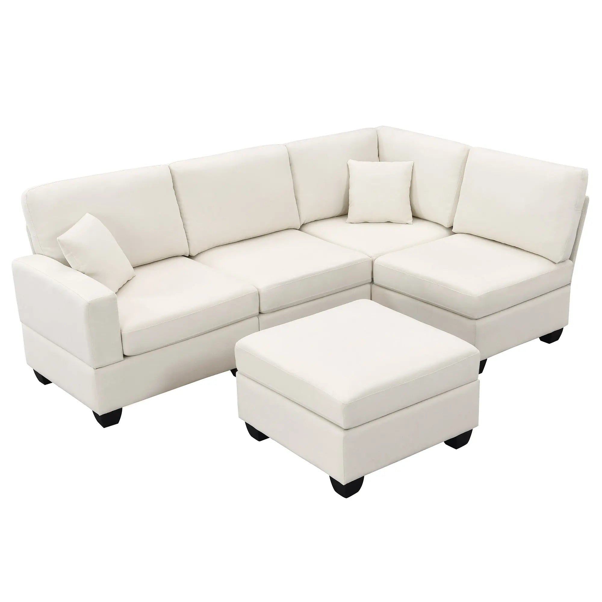 Bellemave 90" Modern L-Shape Sectional Sofa,5-Seat Modular Couch Set with Convertible Ottoman and 2 Pillows Bellemave