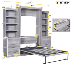 Bellemave® Murphy Bed with Storage Shelves and Drawers Bellemave®