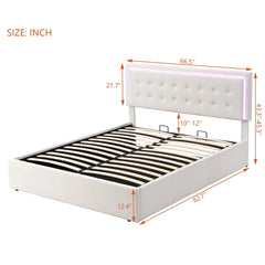 Bellemave® Queen Size Upholstered Platform Bed with Hydraulic Storage System and LED Lights Bellemave®