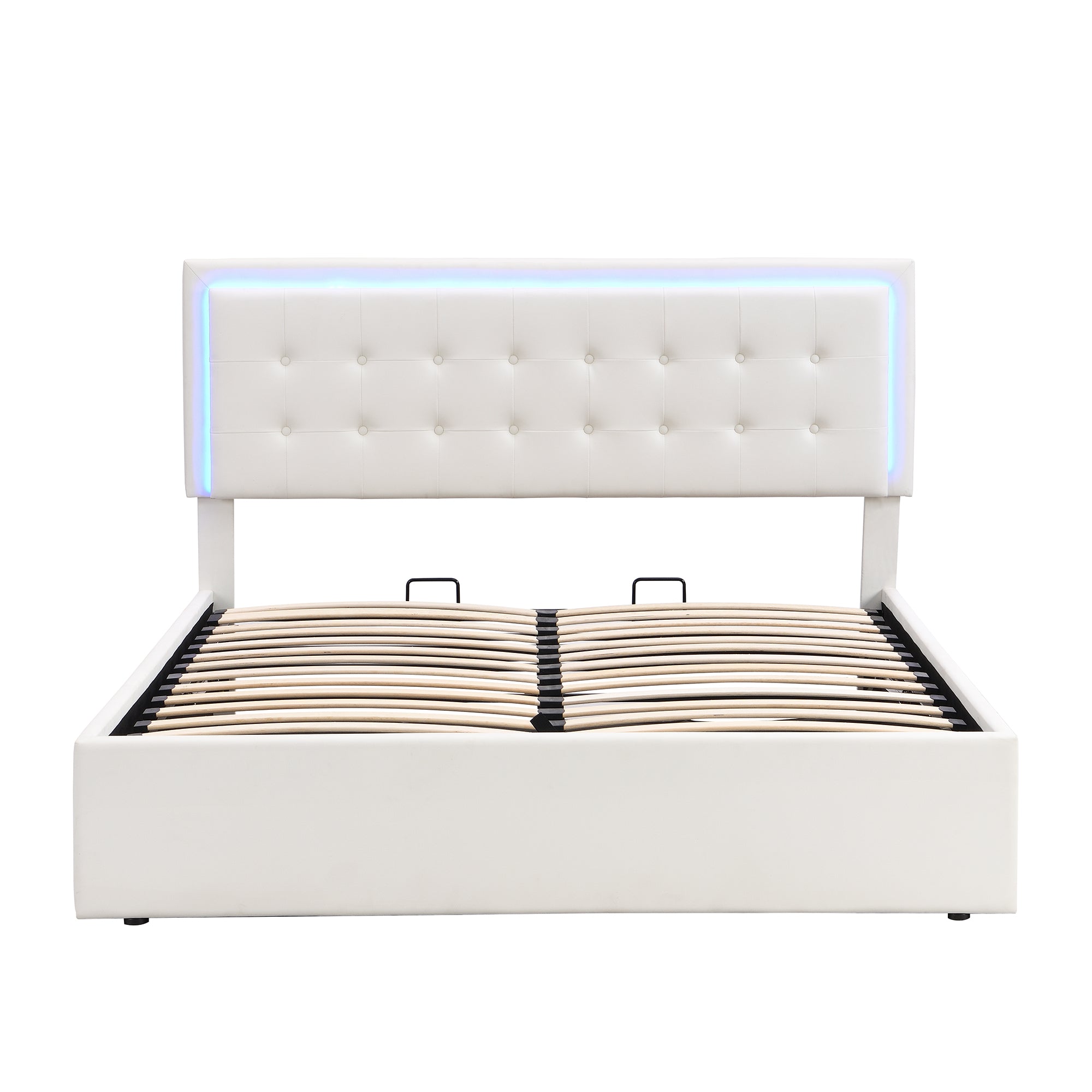 Bellemave® Queen Size Upholstered Platform Bed with Hydraulic Storage System and LED Lights Bellemave®