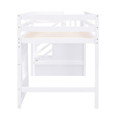 Bellemave® Twin Size Loft Bed with Storage Staircase and Window