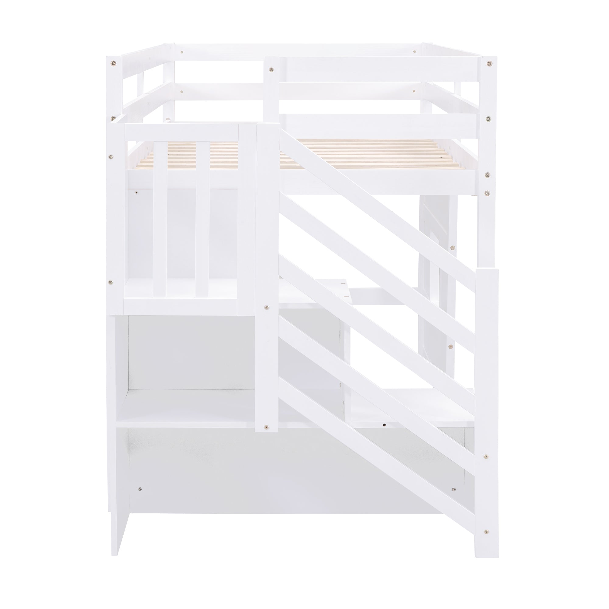 Bellemave Twin Size Loft Bed with Storage Staircase and Window