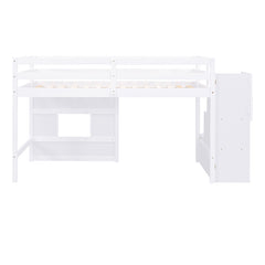 Bellemave® Twin Size Loft Bed with Storage Staircase and Window