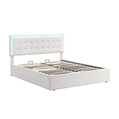 Bellemave® Queen Size Upholstered Platform Bed with Hydraulic Storage System and LED Lights Bellemave®