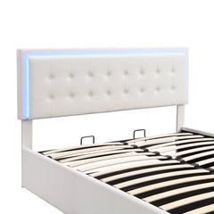 Bellemave® Queen Size Upholstered Platform Bed with Hydraulic Storage System and LED Lights Bellemave®