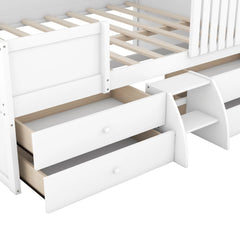 Bellemave® Full Size Low House Bed with 4 Drawers