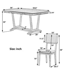 Bellemave 59" Rustic 5-piece Dining Table Set with 4 Upholstered Chairs Bellemave