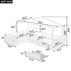 Bellemave Twin Size House Platform Bed with Three Storage Drawers Bellemave