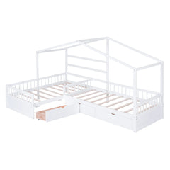 Bellemave Twin Size House Platform Bed with Three Storage Drawers Bellemave