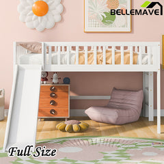 Bellemave® Low Loft Bed with Ladder and Slide