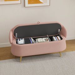 Bellemave® 50" Teddy Fleece Multi-Functional Long Rectangular Bed End Storage Sofa Stool Bellemave®