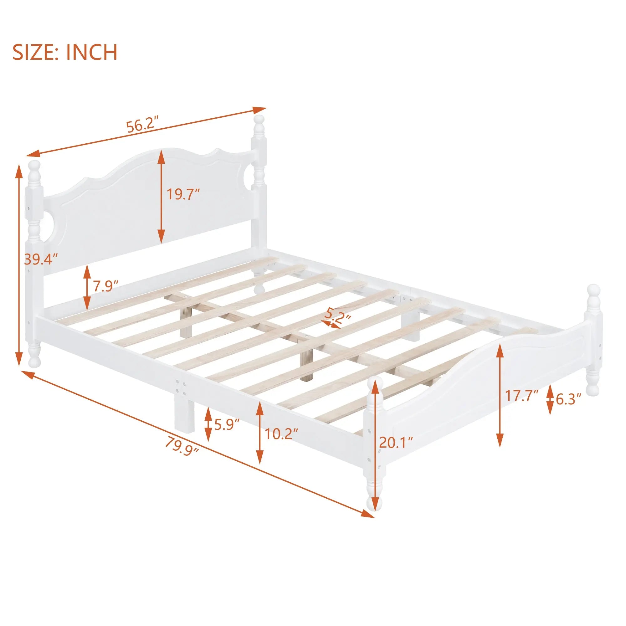 Bellemave® Wood Retro Style Platform Bed with Wooden Slat Support Bellemave®