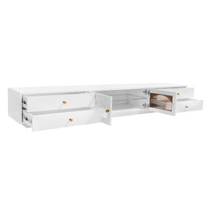 Bellemave® 86.6" Luxurious TV Stand with Fluted Glass Doors and Multiple Storage