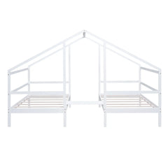 Bellemave Twin Size Double Triangular House Beds with Built-in Table Bellemave