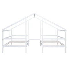 Bellemave Twin Size Double Triangular House Beds with Built-in Table Bellemave